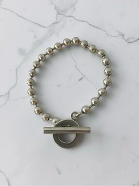 Gucci Silver Ball Chain Toggle Bracelet 925